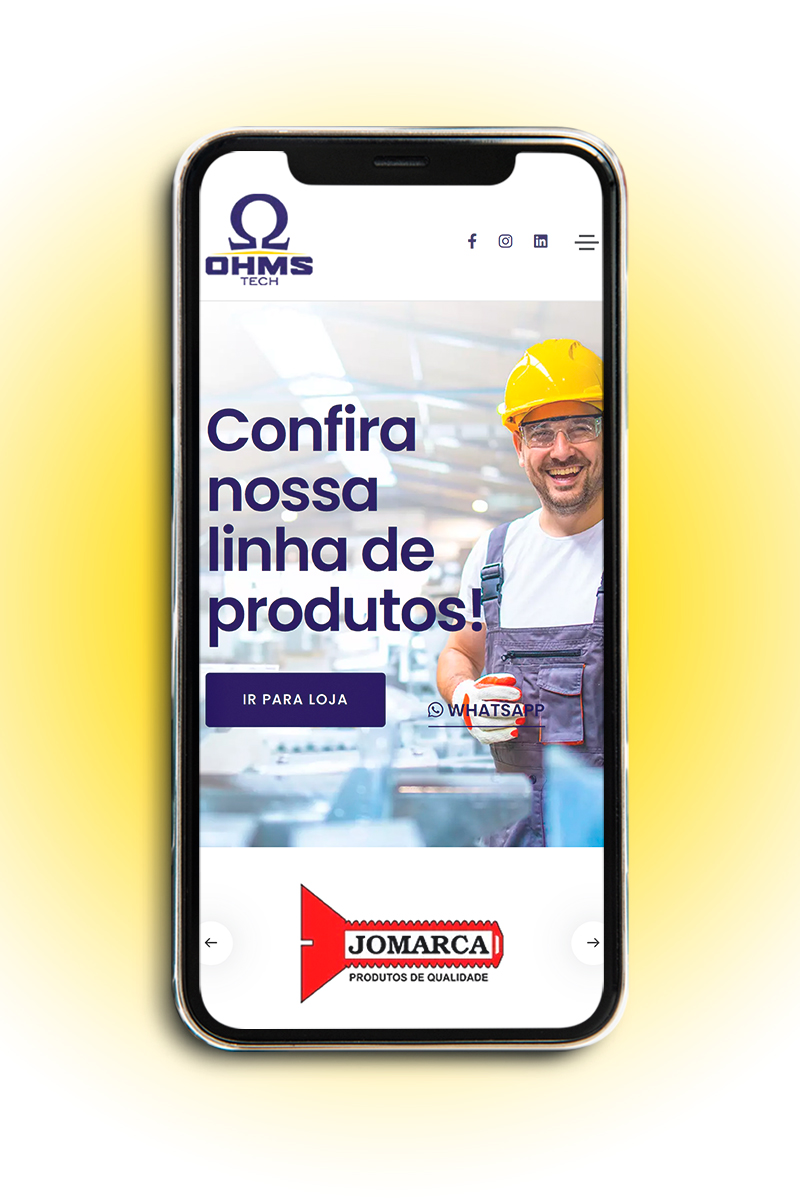 Site institucional Ohmstech, desenvolvido pela Wease